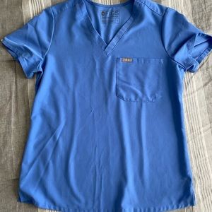 Figs Blue V-Neck Scrub Top